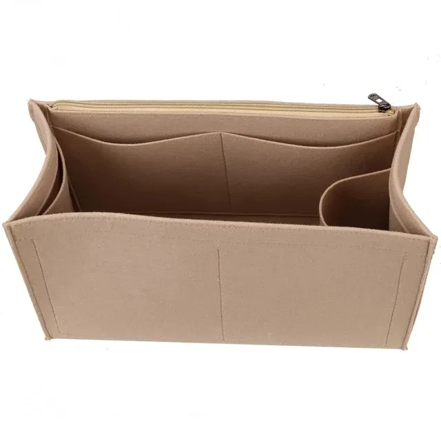 Color: Beige, Size: S - Felt Cloth Insert Bag Fits BOOK TOTE Makeup Handbag Organizer Travel Inner Purse Cosmetic Bag Mommy Bag Fit ONTHEGO Tote