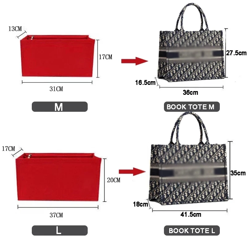Color: Beige, Size: S - Felt Cloth Insert Bag Fits BOOK TOTE Makeup Handbag Organizer Travel Inner Purse Cosmetic Bag Mommy Bag Fit ONTHEGO Tote