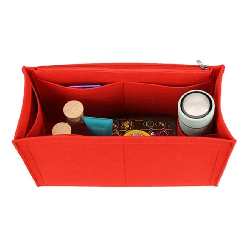 Color: Beige, Size: S - Felt Cloth Insert Bag Fits BOOK TOTE Makeup Handbag Organizer Travel Inner Purse Cosmetic Bag Mommy Bag Fit ONTHEGO Tote