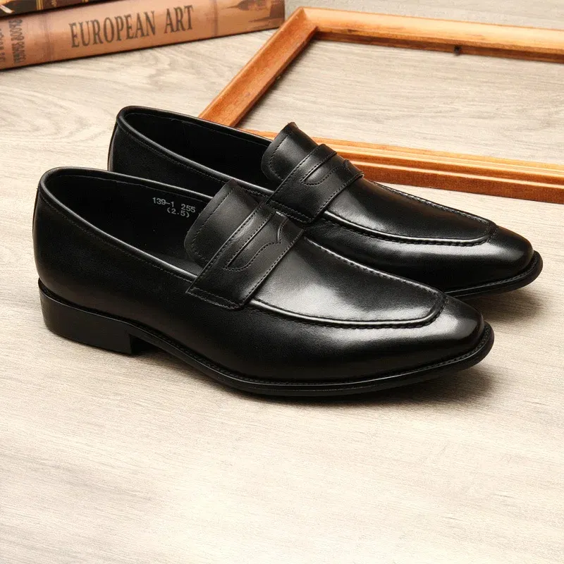 Color: Blue, Shoe Size: 8 - Large Size EUR37-46 Black / Brown Loafers Mens Business Dress Shoes Genuine Leather Prom Party Shoes
