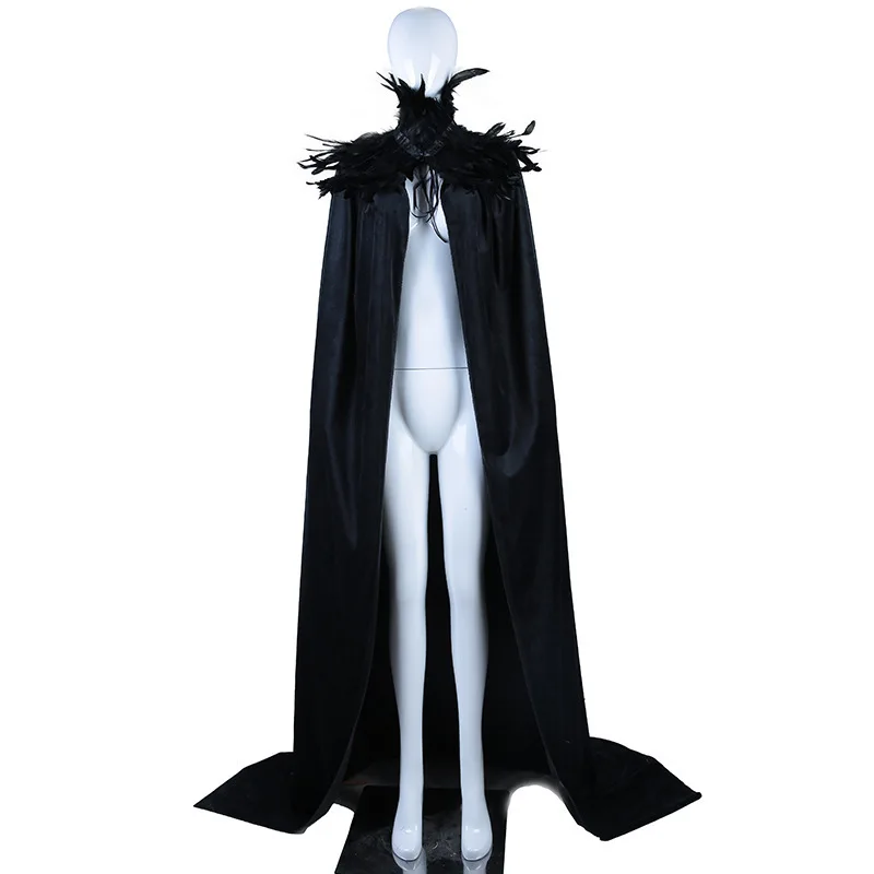 Color: green - Feather Shawl With  Elegant Gothic Style Cloak With Soft Feathers Perfect For Halloween Or Cosplay