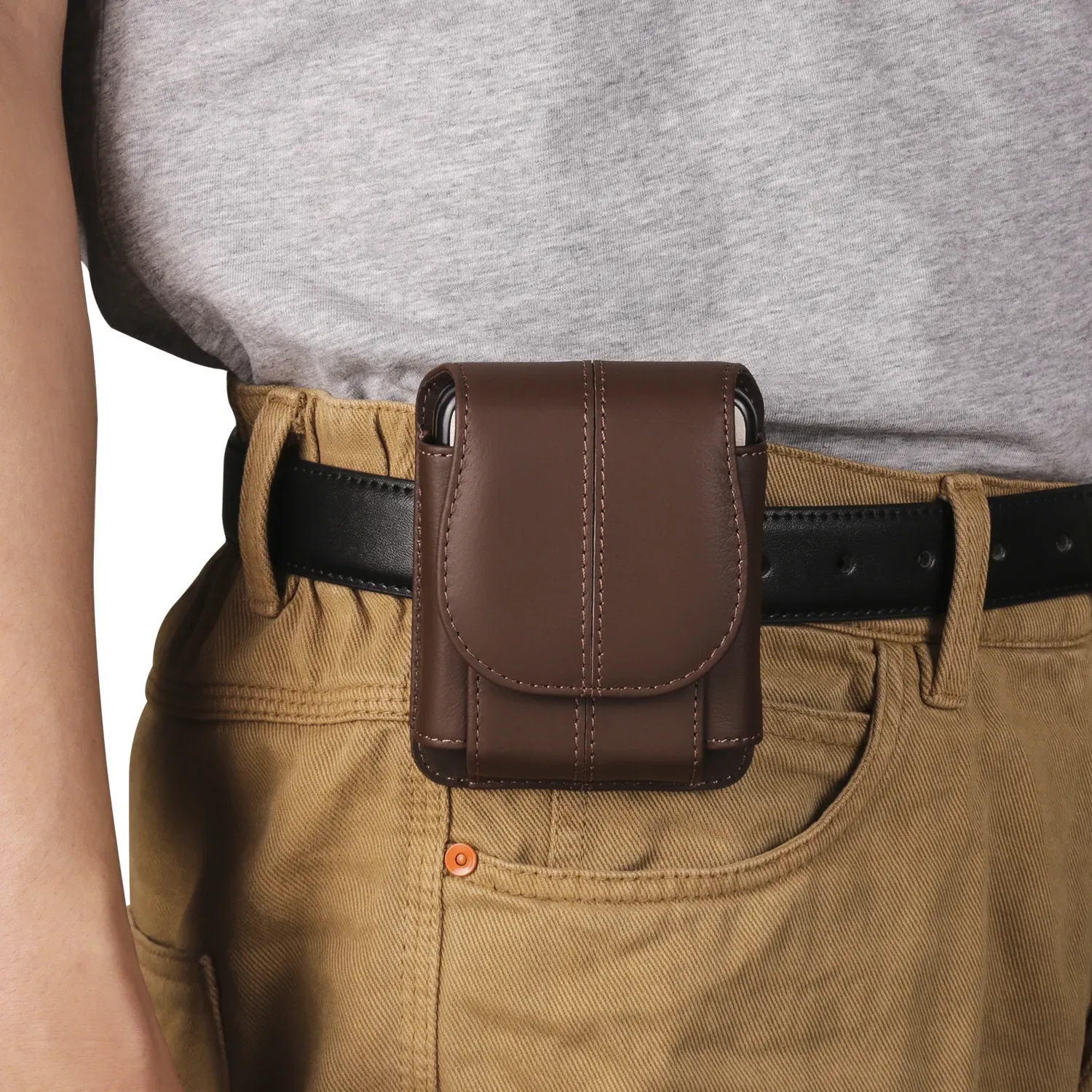 Color: black, Ships From: CHINA, Material: CANVAS - Cow Genuine Leather Belt Clip Case For Samsung Galaxy Z Flip6 Flip5 Flip4 6 5 4 3,Oppo Find N3 Flip Men Waist Bag Holster Pouch