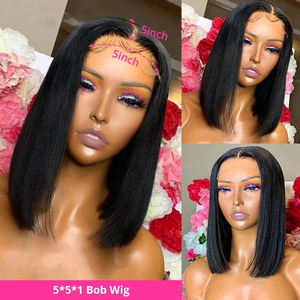 Hair Color: Natural Color, Ships From: United States, Stretched Length: 10inches - 180% Short Bob Wig Lace Front Human Hair Wigs For Women Human Hair Bone Straight Human Hair Wig Transparent Lace Frontal Wig
