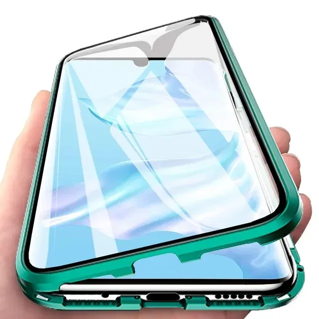 Color: green, Bundle: Case & Screen Protector, Material: POLYESTER - 360 Full Protection Metal Magnetic Case For Honor X9b X6 X8A 5G X9 4G X9A 5G Double-Sided Glass Transparent Cover Cases