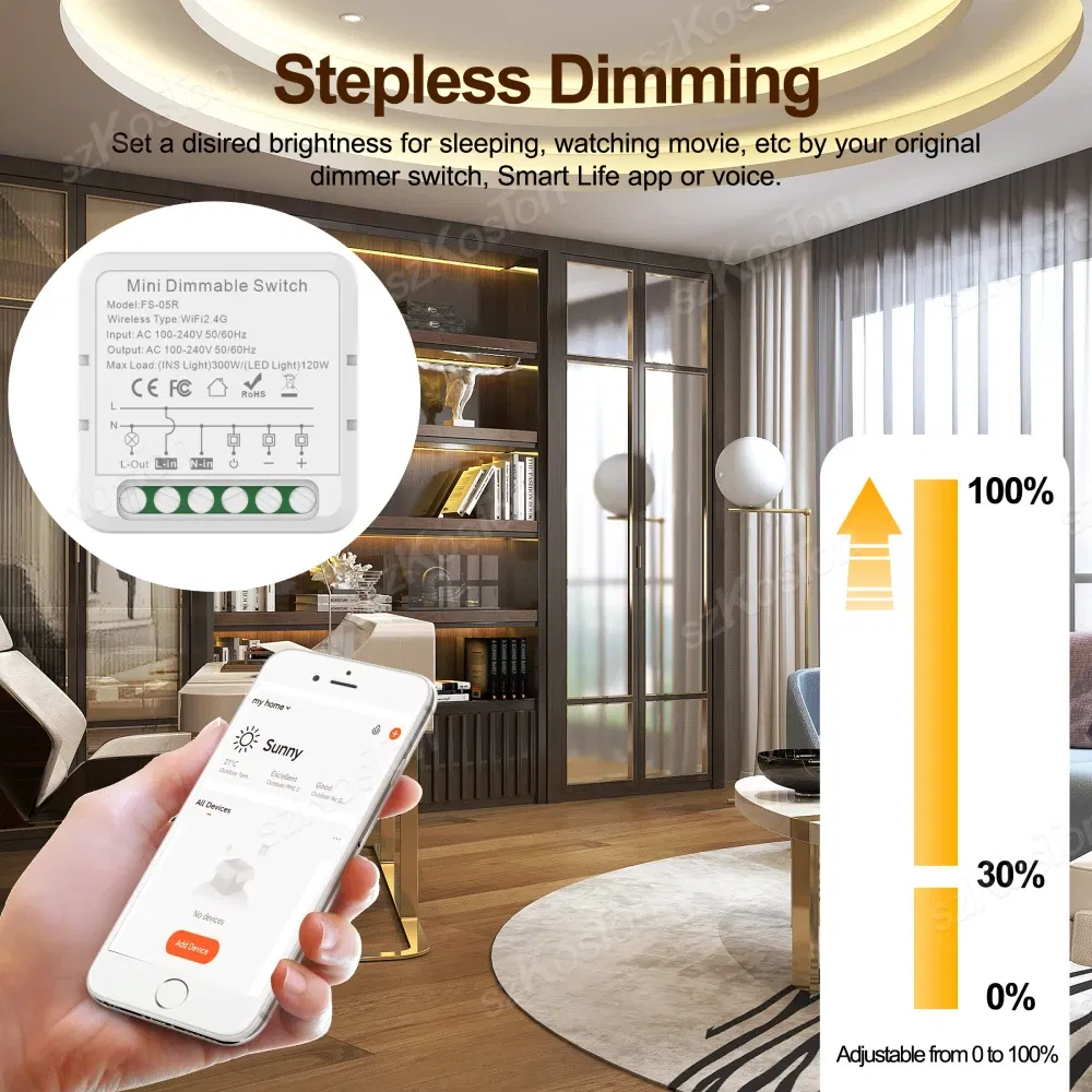 Color: Black - Tuya ZigBee WiFi Smart Dimmers Switch Module Supports 2 Way Control LED Lights Dimmable Switch Works with Alexa Google Home
