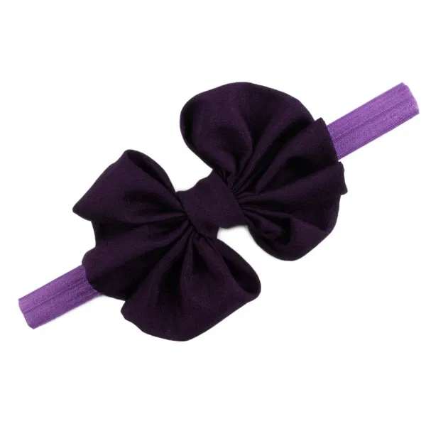 Color: PURPLE - Baby girls hair bow flower Headband  Kids Girls Bowknot Elastic Hair Band Headwear Newborn Head Band children hair Accessories