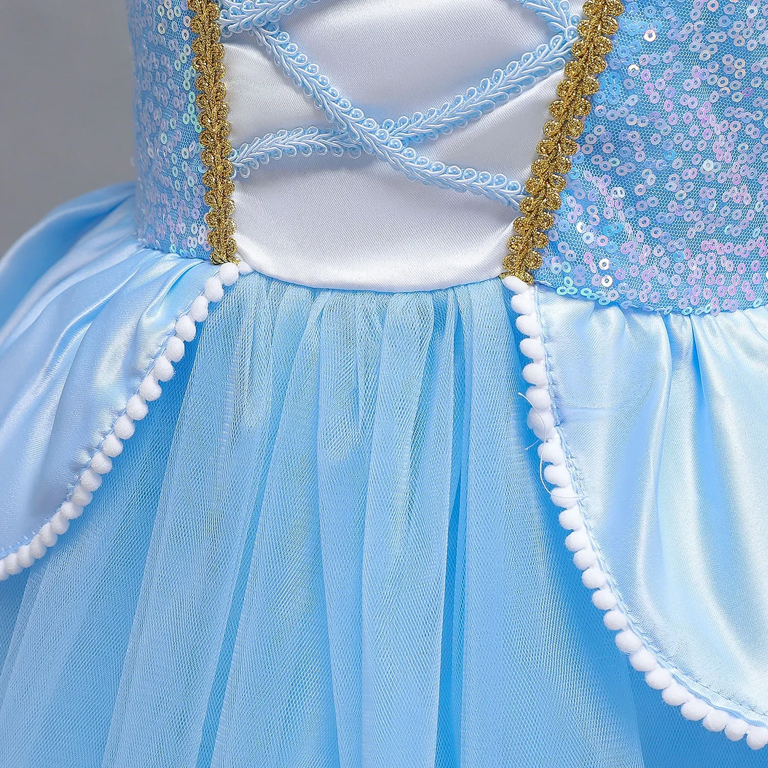 Kid Size: 4T, Color: Gold - Disney Deluxe Elegant Cinderella Princess Ball Gown Fancy Birthday Cinderella Party Dress Vestidos Costume Play Carnival Apparel