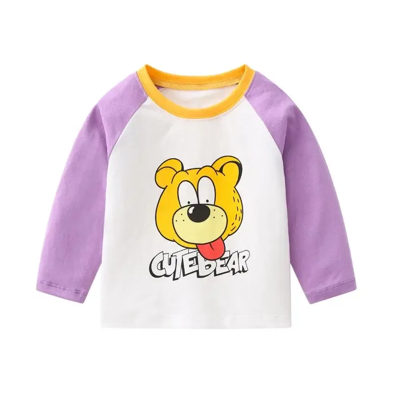 Color: Yellow, Kid Size: 24M - Children's long-sleeved T-shirt 2024 spring & fall new style small and medium-sized kidsren's baby round neck bottoming shirt