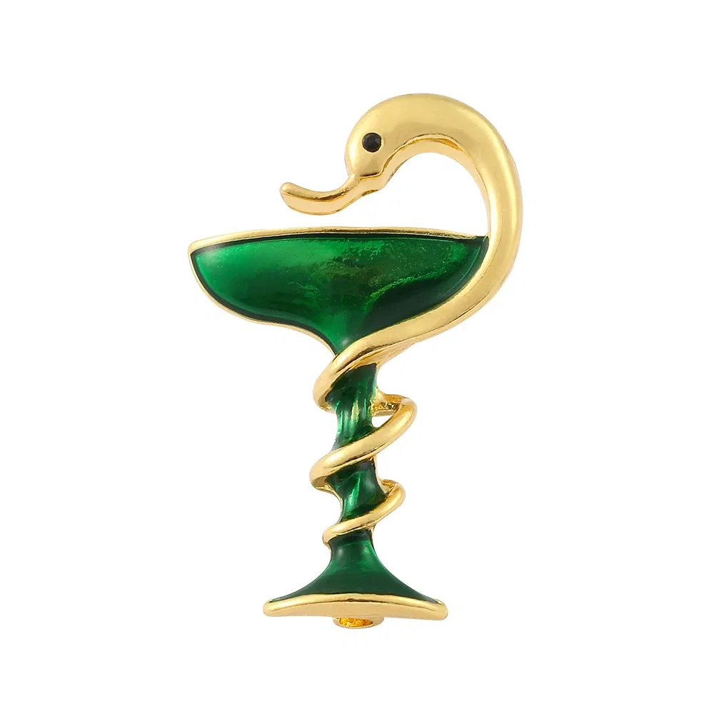Metal color: Gold-color, Ships From: CHINA - Snake Cup Metal Enamel Brooch Red Green Trophy Memorial Cup Pins Animal Clubs Badge Gift For Women Men Jewelery