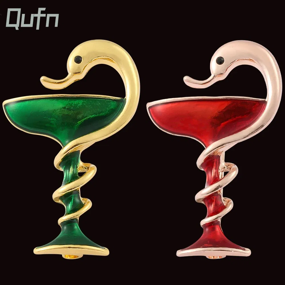 Metal color: Gold-color, Ships From: CHINA - Snake Cup Metal Enamel Brooch Red Green Trophy Memorial Cup Pins Animal Clubs Badge Gift For Women Men Jewelery