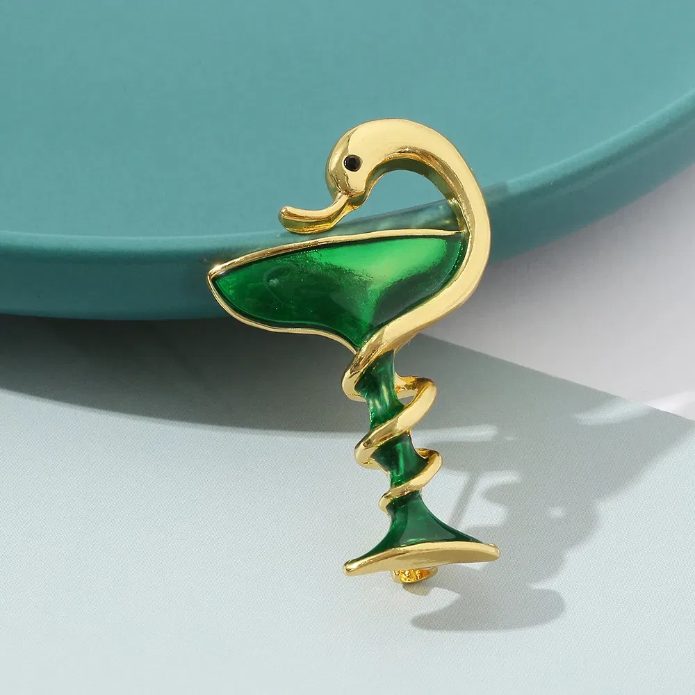 Metal color: Gold-color, Ships From: CHINA - Snake Cup Metal Enamel Brooch Red Green Trophy Memorial Cup Pins Animal Clubs Badge Gift For Women Men Jewelery