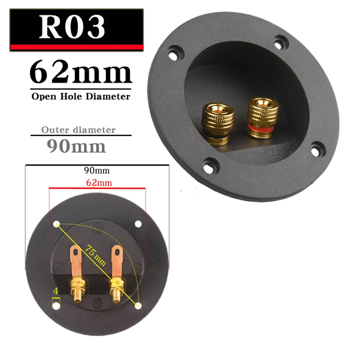 Color: Blue, Bundle: Bundle 3 - HIFIDIY LIVE Square circle (Install Hole 49-76) speaker junction Box  Terminal Shell 2 copper Binding Post Wire Cable Connector