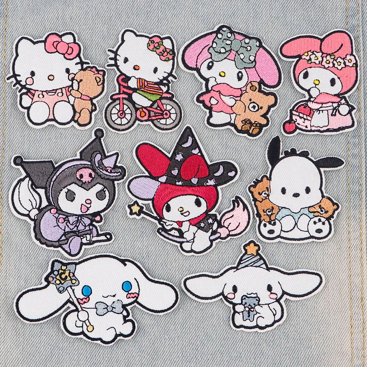 Color: Antique Zinc - Anime White Dog Patches for Clothing Kawaii Embroidered Patches on Clothes Stickers DIY Ironing Appliques Jacket Jeans Stripes