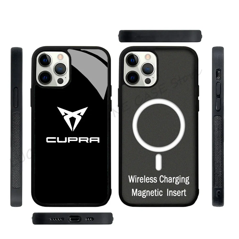 Color: Beige, Material: Denim - Cool Phone Case Phone Case Strong Magnetic Cupra Racing for IPhone 15 14 13 Pro Max 11 12 Mini for Magsafe