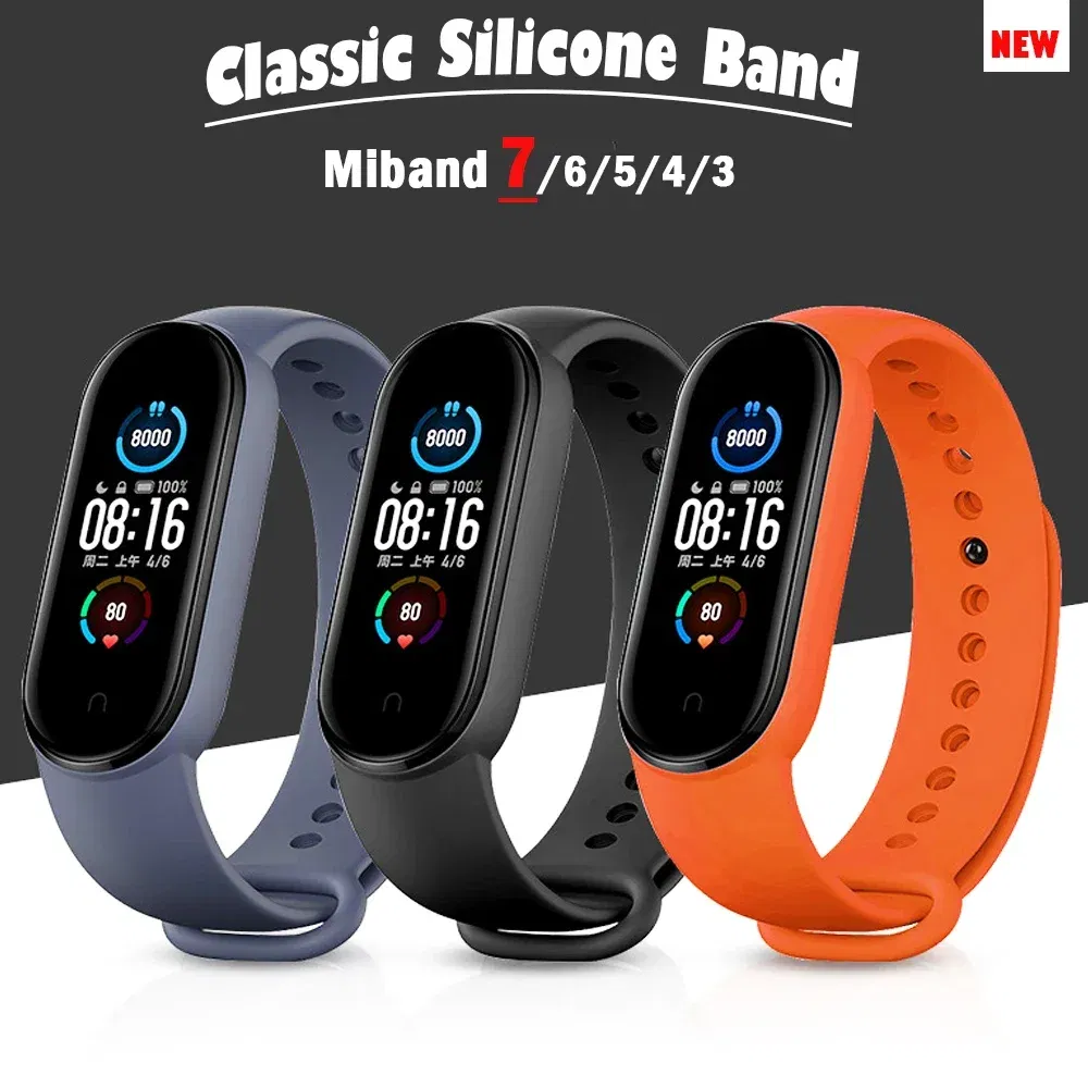 Band Color: silver white, Band Width: 18mm, Ships From: CHINA - Silicone Watch Strap For Xiaomi Mi Band 7 6 5 4 3 Wristband Bracelet Wrist Straps MiBand 3/4 band5 band6 Smartwatch Accessories