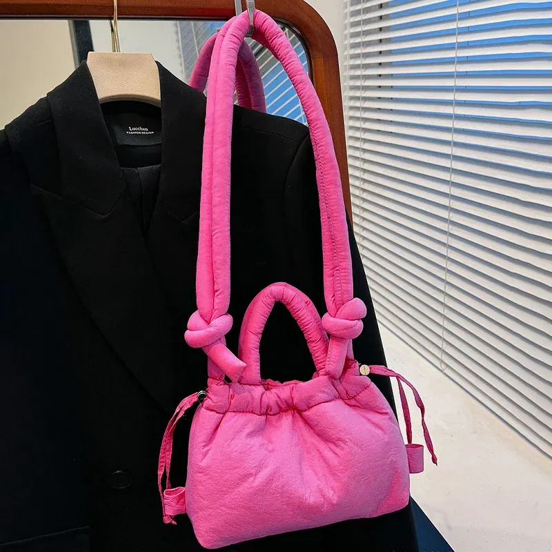 Color: Clear, Ships From: CHINA - Fashion Small Puffer Tote Bag Designer Padded Women Shoulder Bags Nylon Down Cotton Crossbody Bag Mini Lady Handbags 2024 Trend