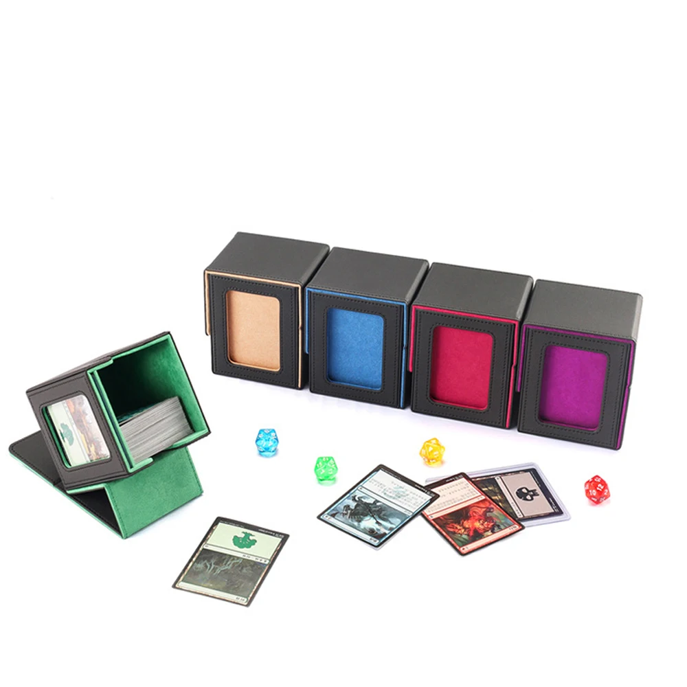 Color: Red - New 100+ card storage box TCG MTG board game commander card carrying organizer box trading 3 "X4" regular storage box baseball
