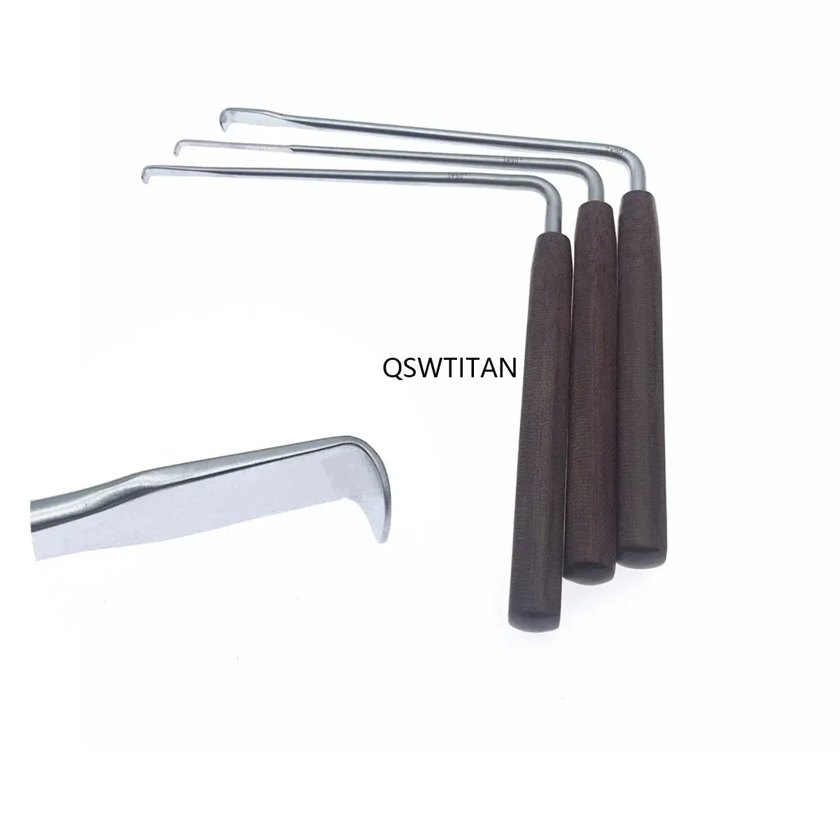 Color: black - Nerve Root Hook Retractor with wooden handle brain Bone Retractor Stainless Steel nerve pull hook