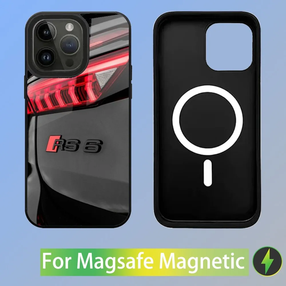 Color: Clear, Material: PVC - R-S 6 7 sport car Phone Case For iPhone 16,15,14,13,12,11,Plus,Pro,Max Mini A-AudiS-S Magsafe Magnetic Wireless Charging