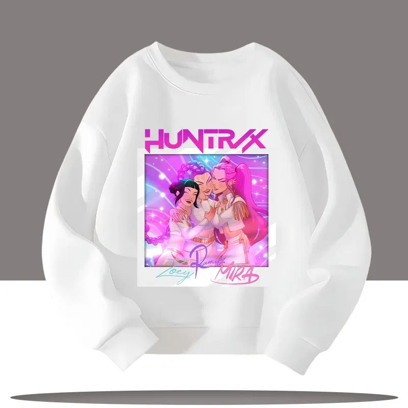 Color: Brown, Kid Size: 7 - Children's Clothing K-pop Demon Hunters Cartoon Print 3-12 Year Old New Style Kids Round-neck Sport Shirt Cute Girl Casual Top