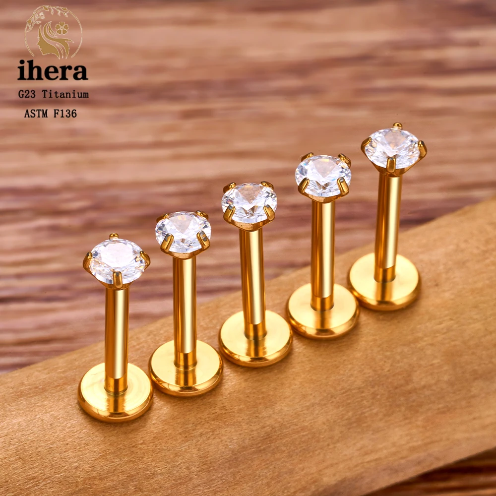 Metal color: SILVER PLATED, Ships From: CHINA, Main Stone Color: WHITE - 10PCS G23 Titanium Labret Piercing Lip Ring 16G F136 Internal Thread Nose Stud Earring Tragus Helix Cartilage Piercing Jewelry