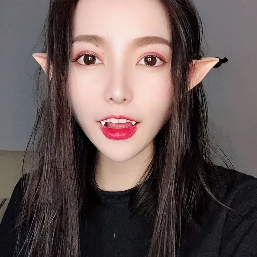 Color: Deep Sapphire - 1Pairs Cosplay Latex Fairy Angel Elf Ears Halloween Masquerade Party Costumes Halloween Party Decoration Supplies Photo Props