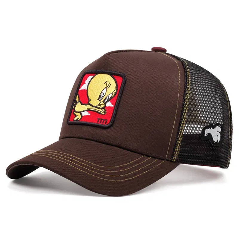 Color: Burgundy - High Quality Disney Styles Anime Cartoon Snapback Cotton Baseball Cap Men Women Hip Hop Dad Mesh Hat Trucker Hat Dropshipping