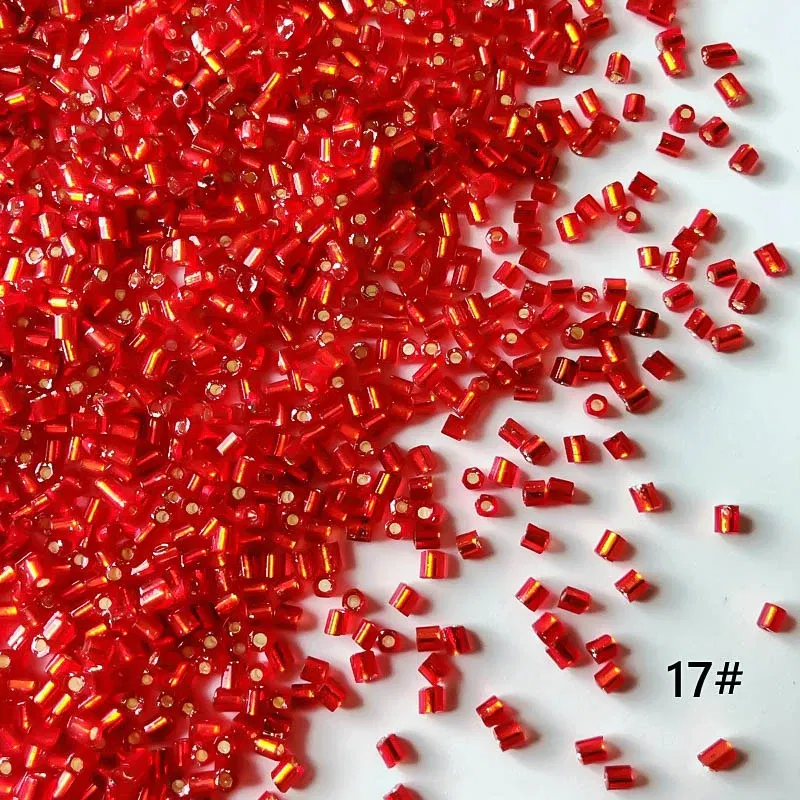 Color: Beige, Item Diameter: 2mm - 2mm Glass Seed Loose Beads Silver Color Inner Long Tube Charms DIY Craft Bracelet Jewelry Making Supplies Necklace Accessories