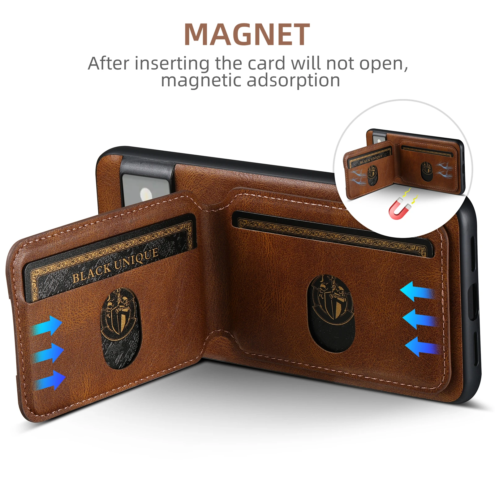 Color: Blue, Material: ABS - SUTENI Card Holder Leather Pocket Wallet Phone Case Stand For Google Pixel 8A 8Pro 7 7Pro 7A 6 6Pro 6A