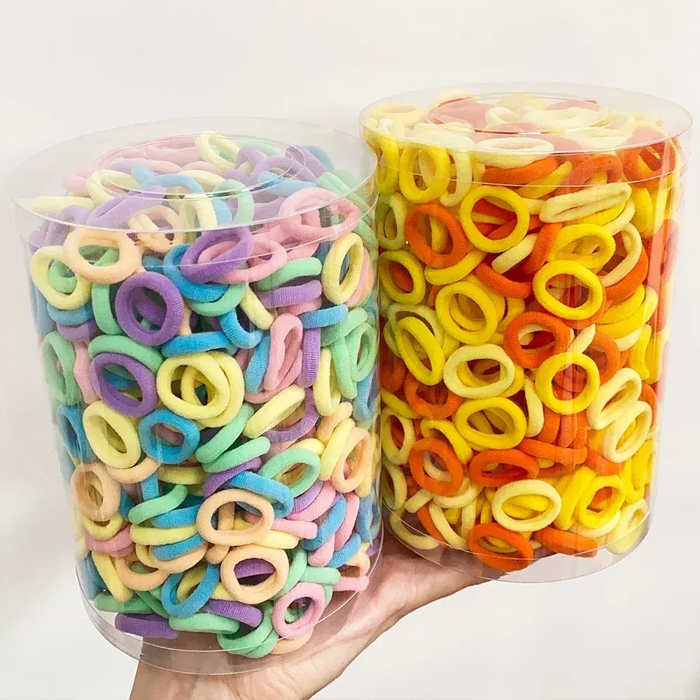 Color: Ginger - 100PCS Colorful Basic Nylon Ealstic Hair Ties for Girls Ponytail Hold Scrunchie Rubber Band Kid Fashion Hair Accessories