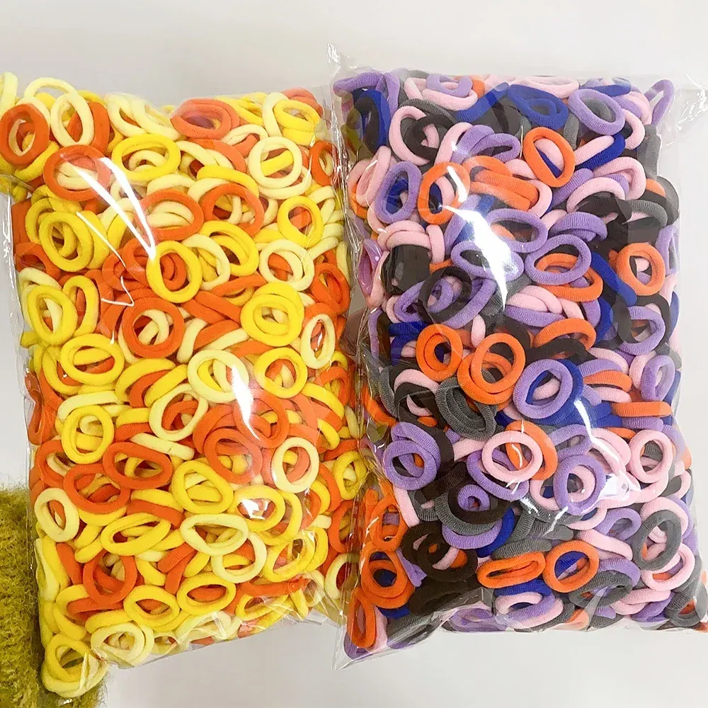 Color: Ginger - 100PCS Colorful Basic Nylon Ealstic Hair Ties for Girls Ponytail Hold Scrunchie Rubber Band Kid Fashion Hair Accessories