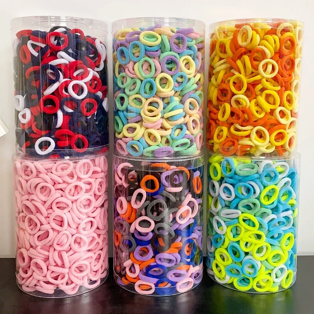 Color: Ginger - 100PCS Colorful Basic Nylon Ealstic Hair Ties for Girls Ponytail Hold Scrunchie Rubber Band Kid Fashion Hair Accessories