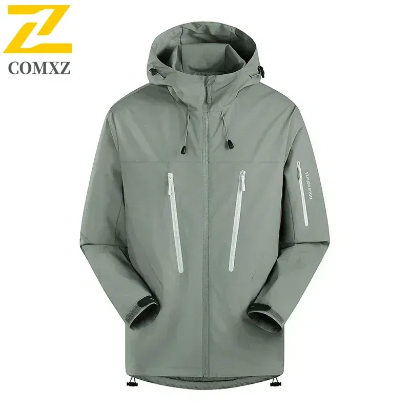 Color: Lavender, Size: 4XL - Spring Autumn Men's Windbreaker Fashion Outdoor Mountaineering Travel Windproof Waterproof Hooded Jacket Slim Fit Versatile Coat
