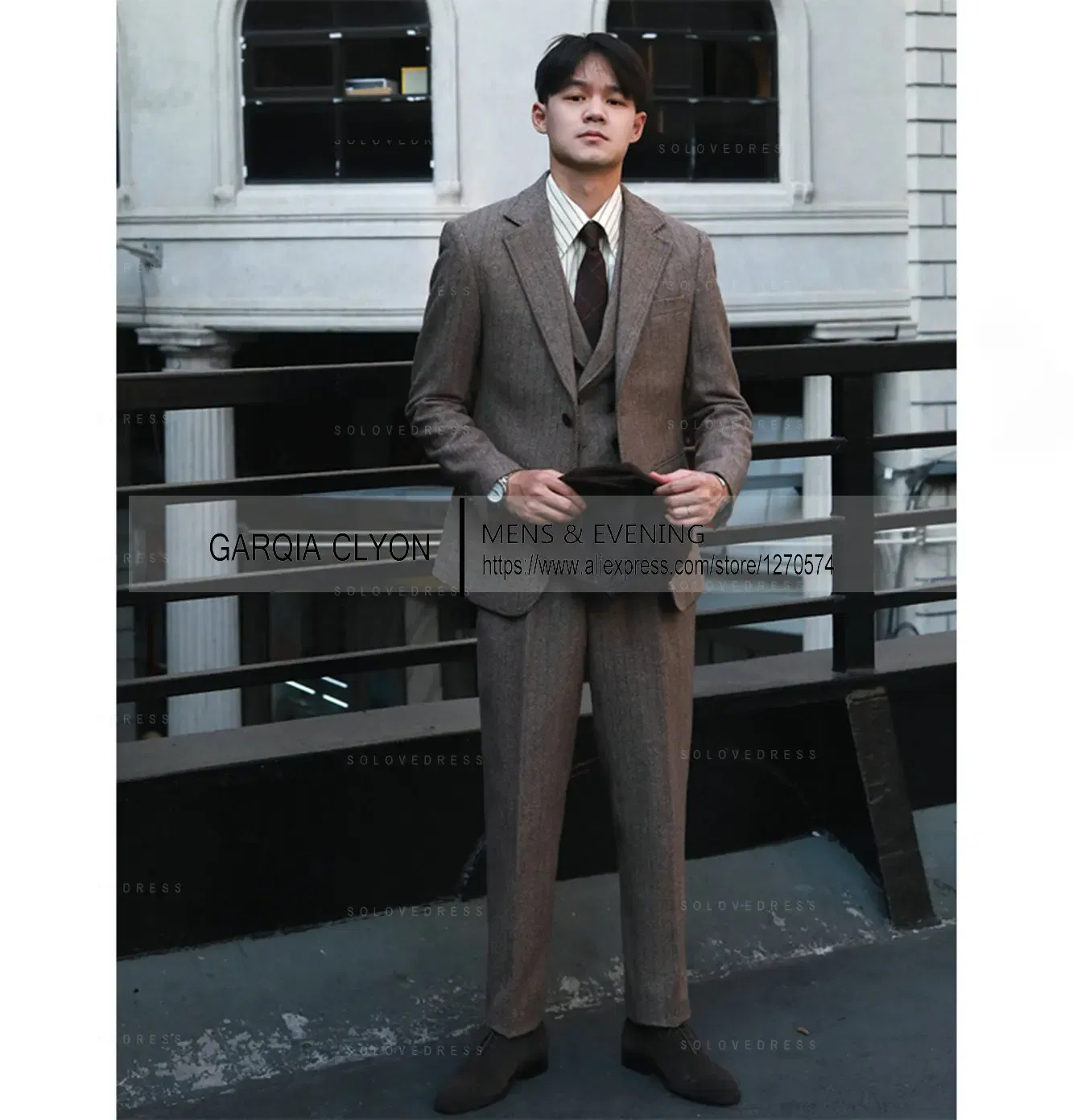 Color: ROYAL BLUE, Size: XXL - Tweed Herringbone 3 Pieces Herringbone Men's Business Suits Single Breasted Slim Fit Groom  Formal Suits?€Blazer+vest+Pants?‰