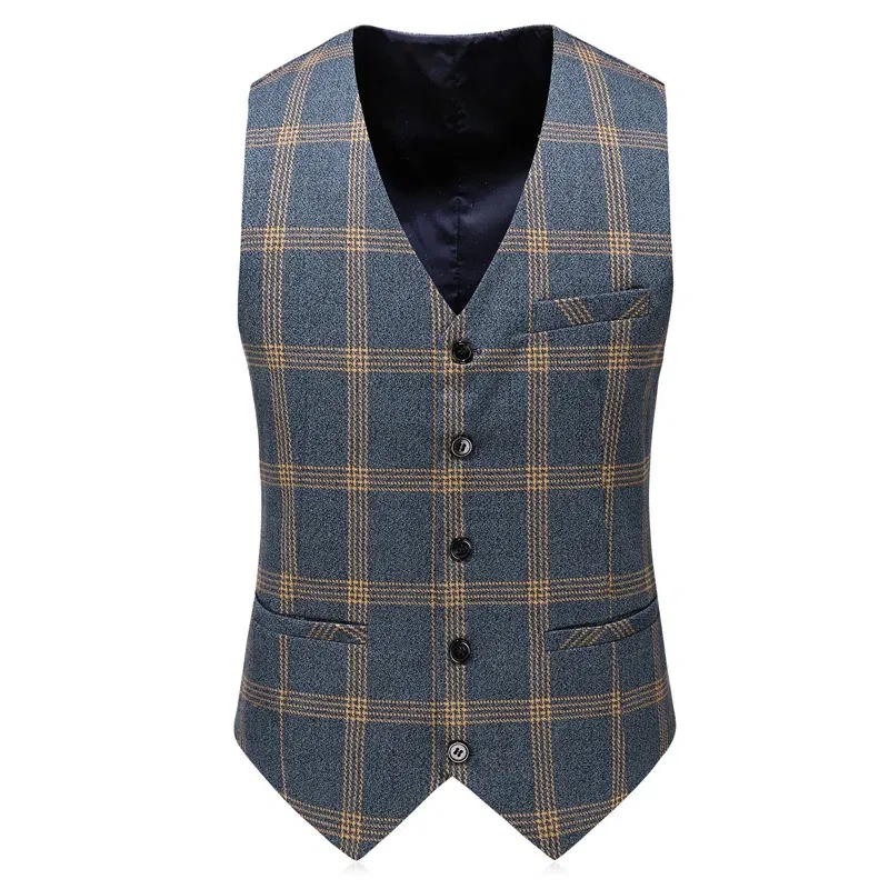 Color: Gold, Size: 4XL - High-End Three-Piece Men's Wedding Suit with Vest And Trousers Fashion Business Casual Groom's Dress All-In-One