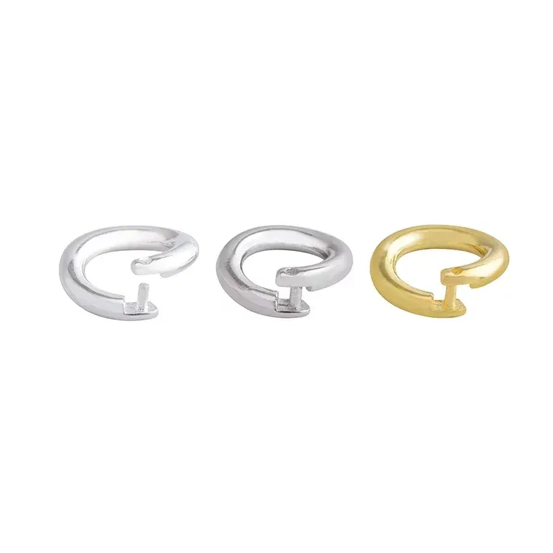 Color: black - S925 sterling silver DIY bracelet necklace ring buckle, Open Ring Connection Buckle Silver Ring pendant ring