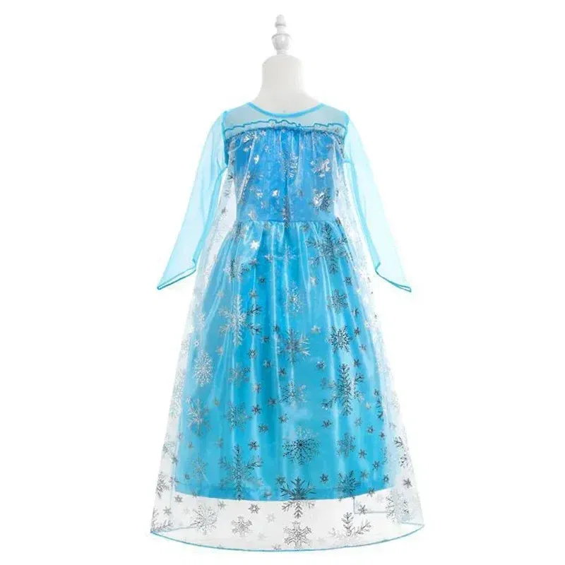 Color: Blue, Kid Size: 9 - Disney Girls Cospaly Snow Queen Elsa Costumes Kids Carnival Party Prom Gown Robe-Playing Children Clothes Frozen Princess Dress