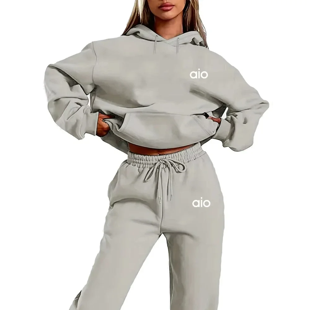 Color: Blue, Size: L, Ships From: CHINA - 2025 Autumn Winter Women's Sets 2pcs Hoodies Pants Suit Sports Outfits  Letter Print Aesthetic Clothes Ladies Tracksuit
