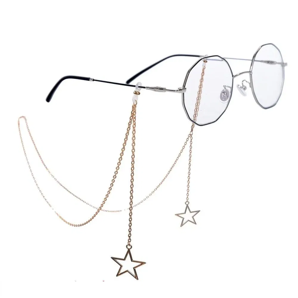 Color: Brown - New Fashion Women Eyeglass Chain Hollow Star Pearl Beaded Sunglasses Reading Glasses Lanyard Eyewear Holder Neck Strap Rope