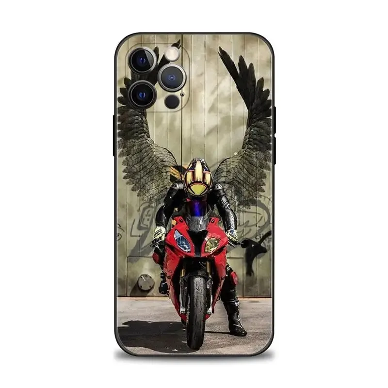 Color: Brown, Material: Microfiber - Moto Cross Motorcycle Sports Phone Case For iPhone 16 15 14 13 12 11 Pro Max XS X XR Plus Mini Luxury Black Soft Cover Funda