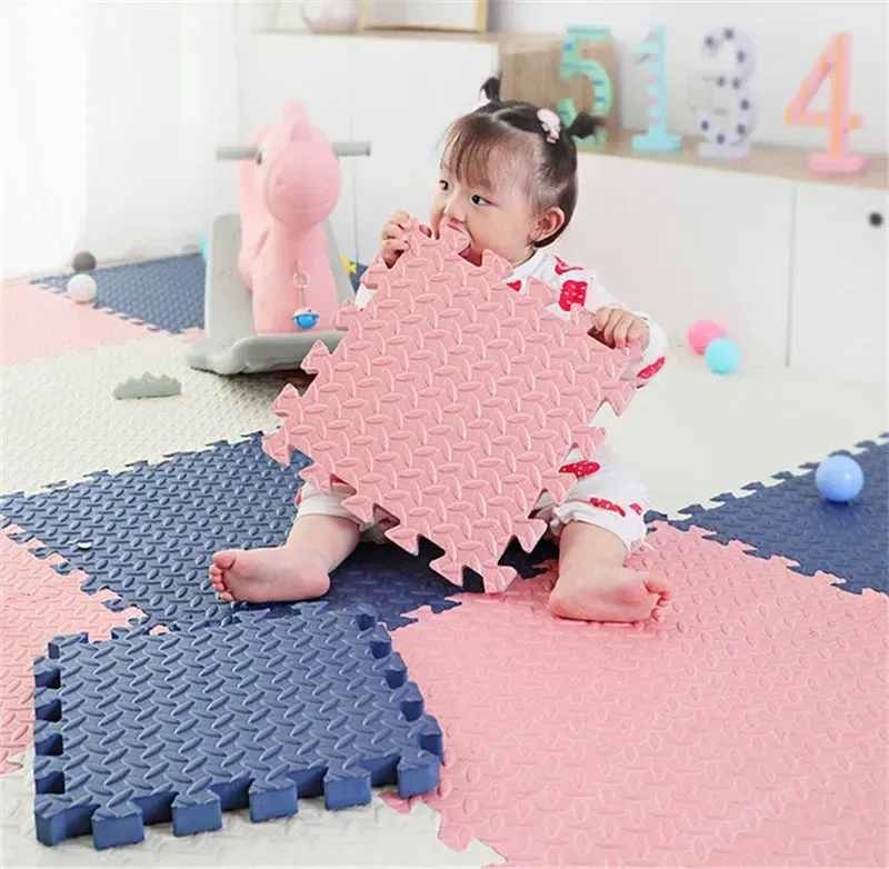 Color: Blue - Thicken 2.5cm Tatame Baby Play Mat Activities Mat for Baby Mat 6PCS Game Mats Playroom Mat Play Mats Floor Noise Mat Puzzle Mat