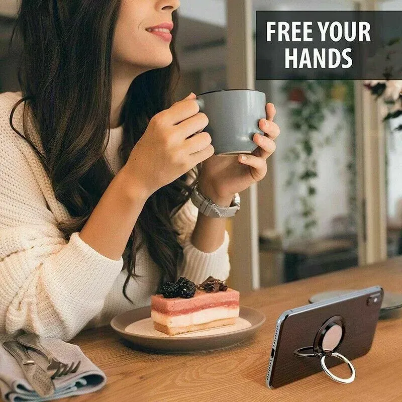 Color: green - Universal Finger Ring Holder Stand Grip 360 Degree Rotating for Mobile Phone Car Magnetic Mount Phone Back Sticker Pad Bracket
