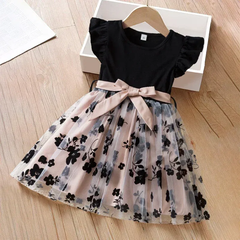Color: Beige, Kid Size: 3T - Spring Autumn Full Sleeve Dress for Girls 3 to 8 Yrs Flower Girl Dress Children's Casual Clothing New Long Seelve Princess Dress