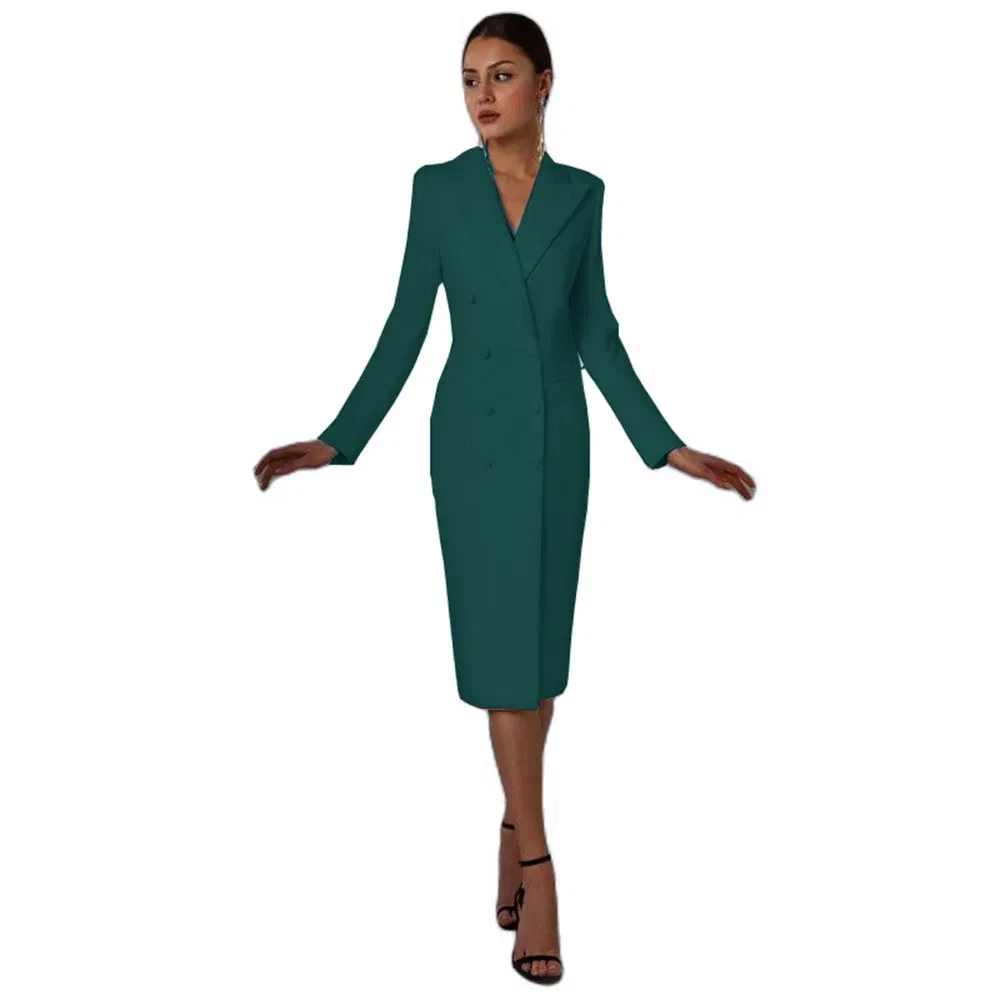 Color: Turquoise, Size: XXXL - Women's Suit Long Blazer Double Breasted Jacket White Tuxedo Party Point Lapel Clothes спор?‚ивн?‹й кос?‚юм ?¶?µнск