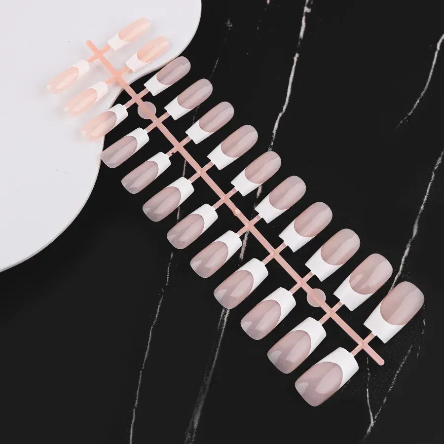 Color: Gold - 24PCS Square Head Matte False Nails Ballet Detachable Full Cover Artificial Fingernails Frosted Press Glue on Fake Nail Tips