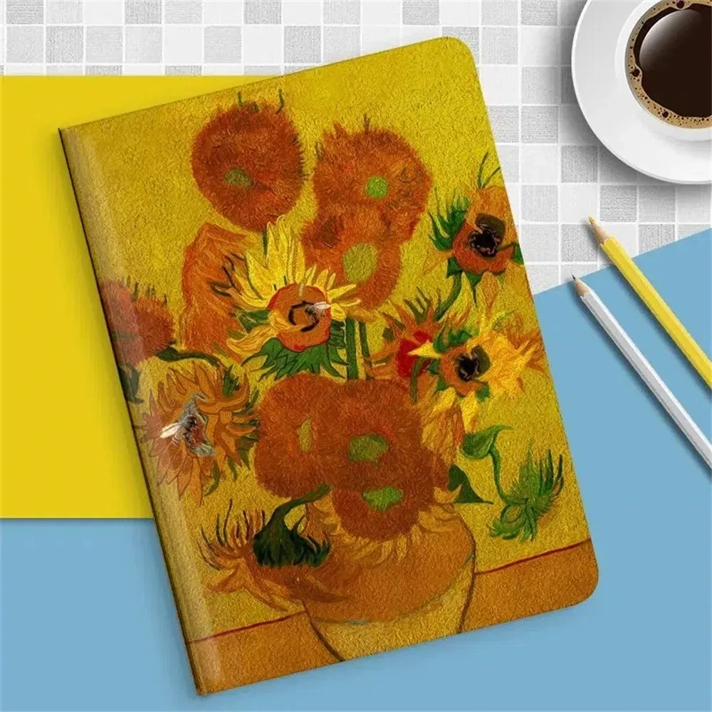 Color: Blue, Size: seventeen - Case For iPAD 10 9 8 7 6 5 th Generation Pro 11 12.9 10.5 Air 5 4 3 2 Mini 6 Funda Cover Luxury Van Gogh Oil Painting Flower Art