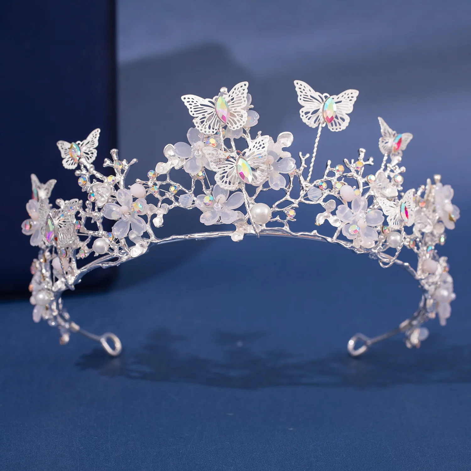 Metal color: Imitation Rhodium Plated - Baroque Silver Color Purple Crystal Butterfly Bridal Tiaras Crowns Headpiece Rhinestone Pageant Diadem Wedding Hair Accessories