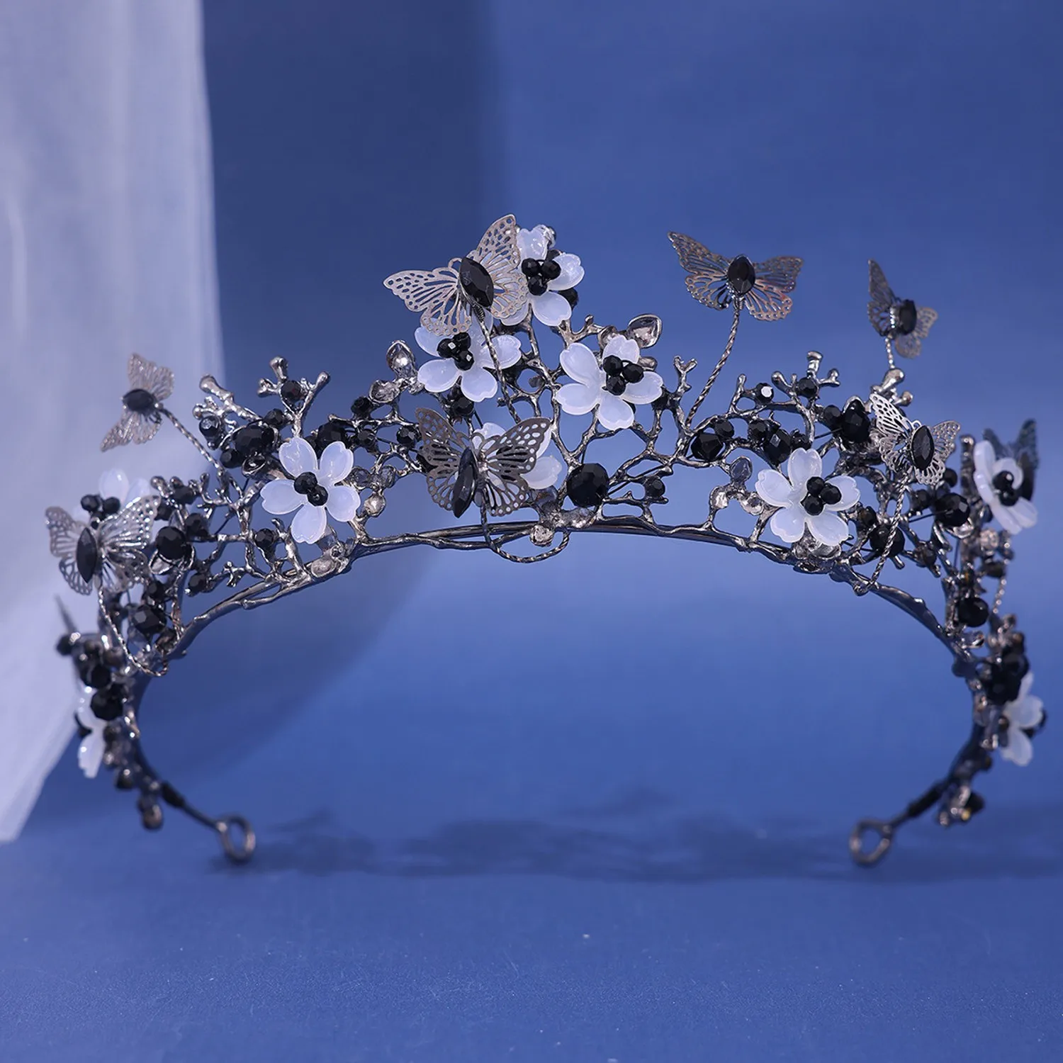 Metal color: Imitation Rhodium Plated - Baroque Silver Color Purple Crystal Butterfly Bridal Tiaras Crowns Headpiece Rhinestone Pageant Diadem Wedding Hair Accessories