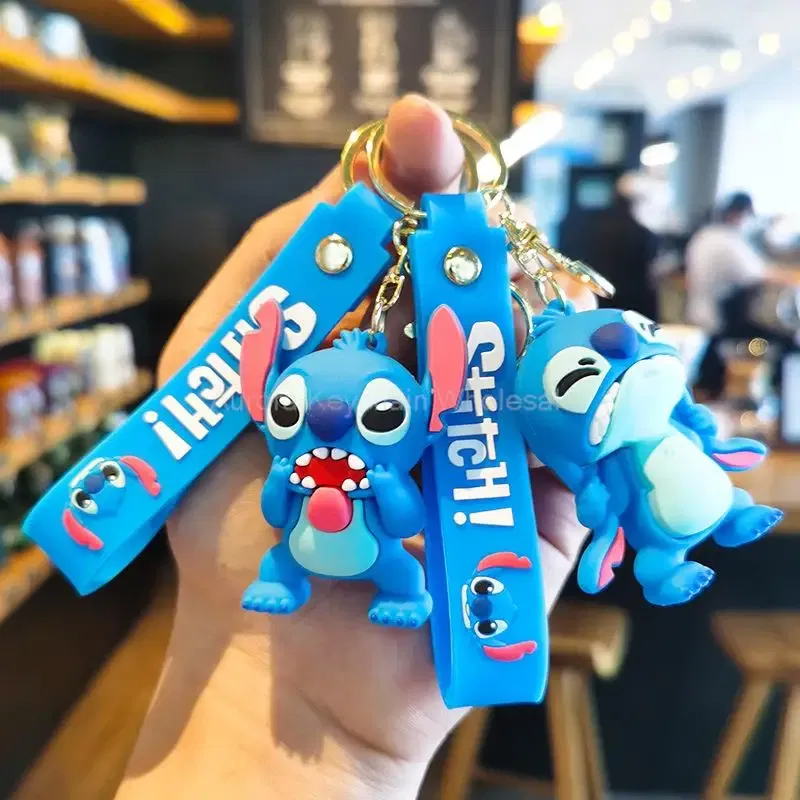 Color: Orange - Wholesale Anime Disney Keychain Mickey Mouse Minnie Lilo & Stitch Cartoon Keyring Kawaii Key Chain Car Pendant Kids Toys Gifts