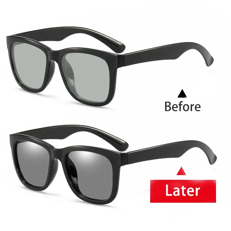 Lenses Color: PURPLE, Frame Color: PURPLE - Myopia Photochromic Sunglasses Diopter Polarized Driving Goggle Men Chameleon Change Color transition Prescription Sun Glasses